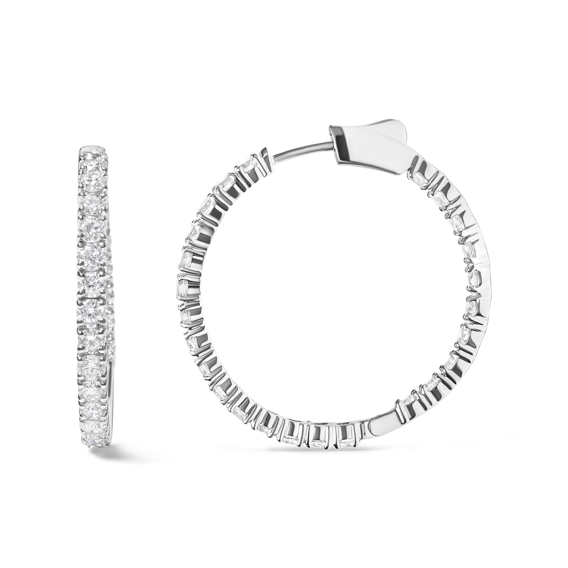 14K White Gold 5.00 Cttw Lab Grown Diamond Inside Out Hoop Earrings (F-G Color, VS1-VS2 Clarity) Bids.com