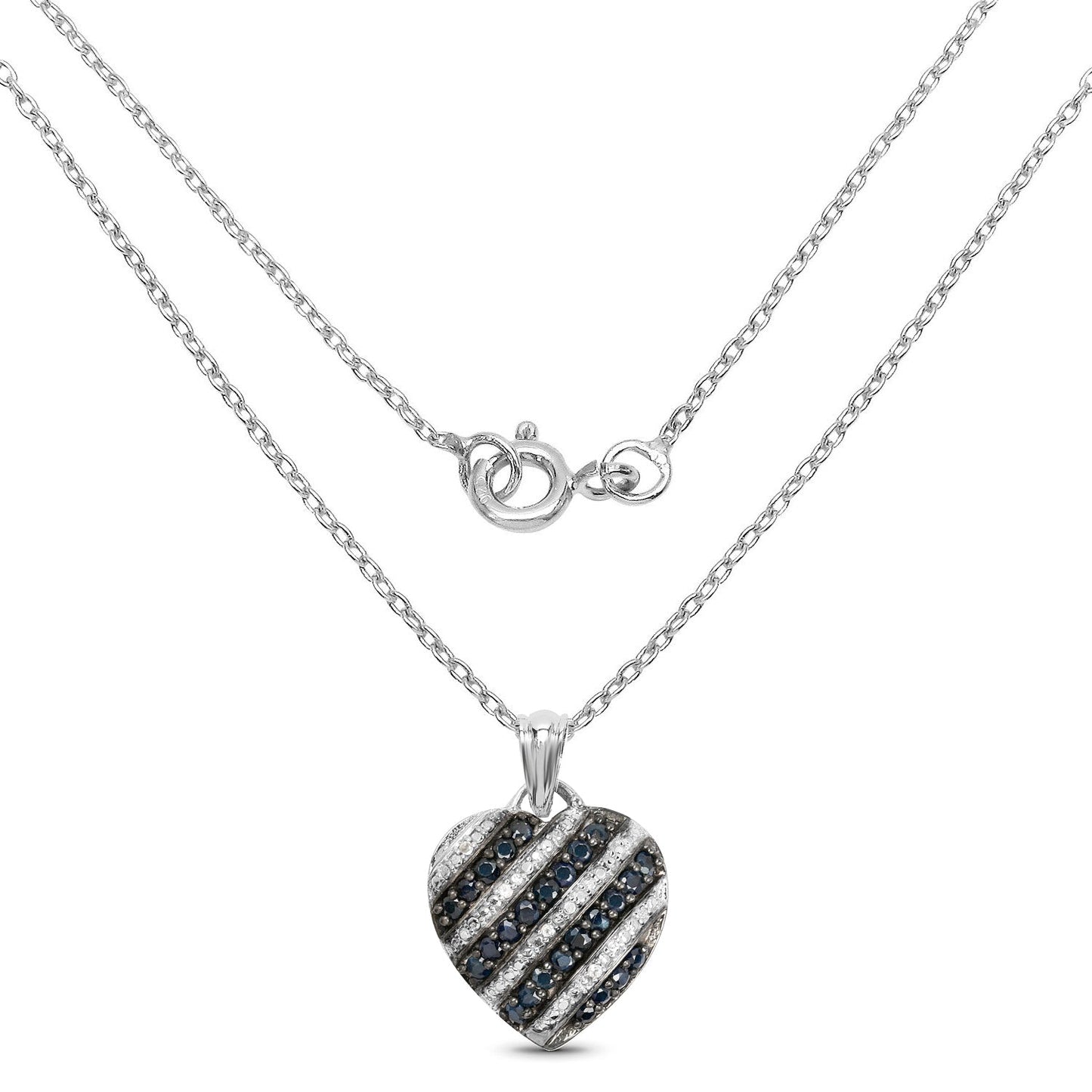 1.55 Carat Genuine Blue Sapphire and White Topaz .925 Sterling Silver Pendant Bids.com
