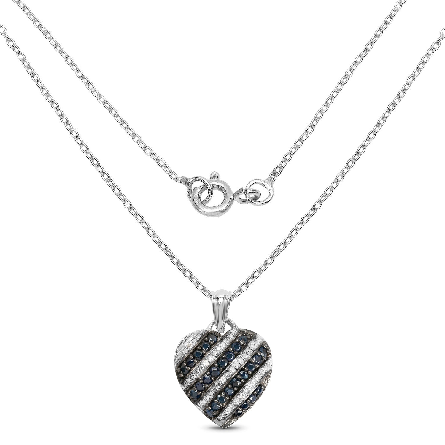 1.55 Carat Genuine Blue Sapphire and White Topaz .925 Sterling Silver Pendant Bids.com