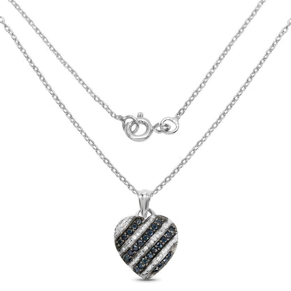 1.55 Carat Genuine Blue Sapphire and White Topaz .925 Sterling Silver Pendant Bids.com