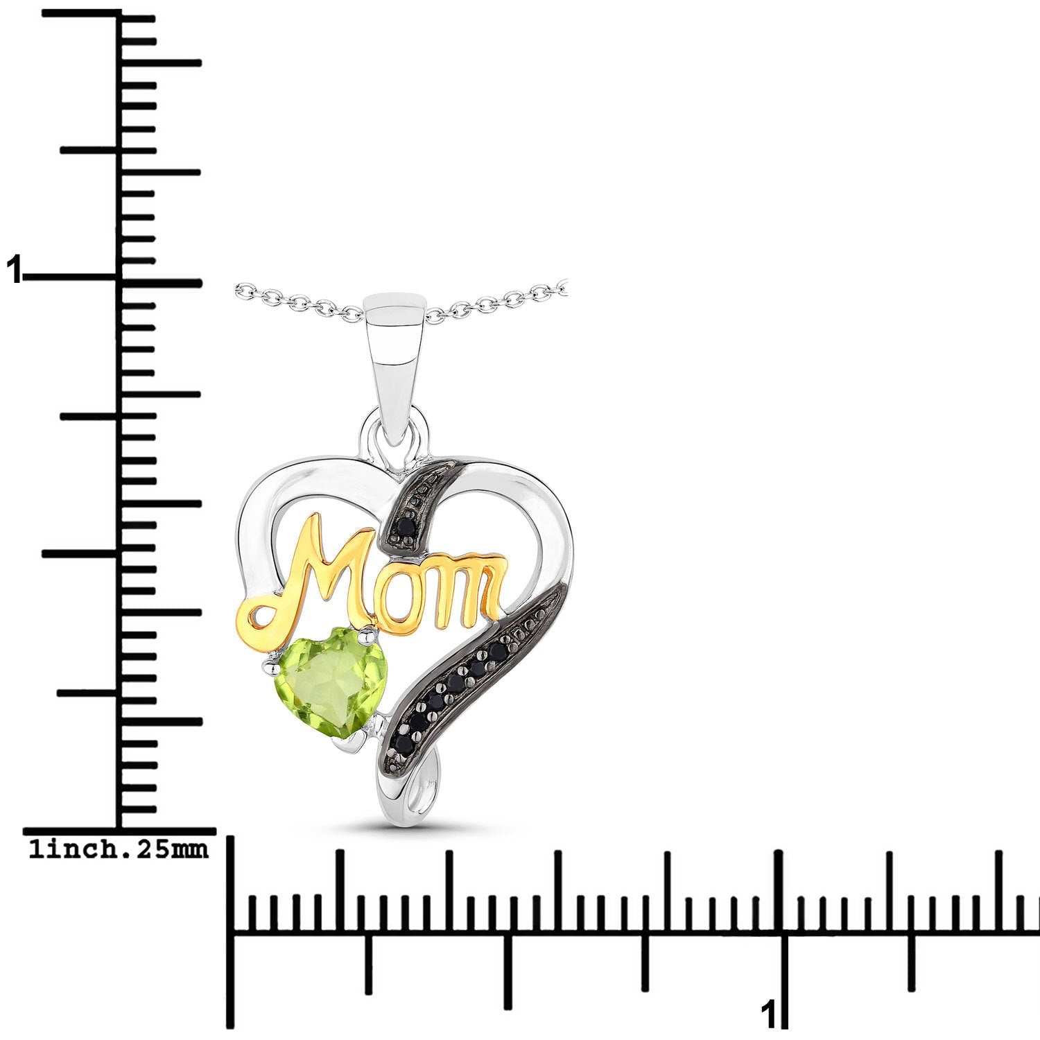 0.49 Carat Genuine Peridot and Black Spinel .925 Sterling Silver Pendant Bids.com