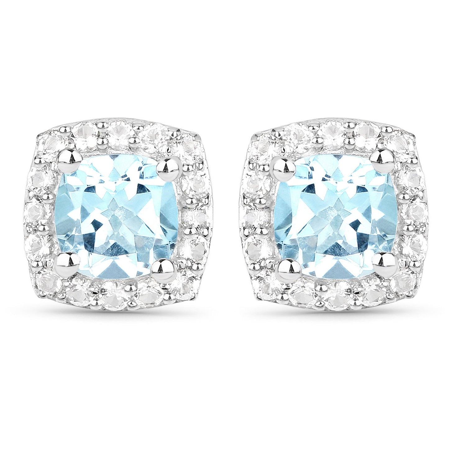 4.62 Carat Genuine Blue Topaz and White Topaz .925 Sterling Silver 3 Piece Jewelry Set (Ring, Earrings, and Pendant w/ Chain) Bids.com