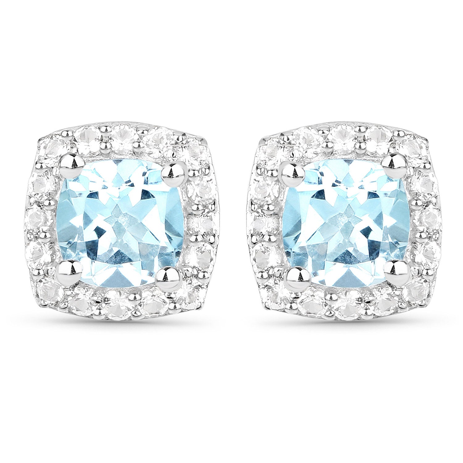 4.62 Carat Genuine Blue Topaz and White Topaz .925 Sterling Silver 3 Piece Jewelry Set (Ring, Earrings, and Pendant w/ Chain) Bids.com