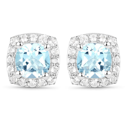 4.62 Carat Genuine Blue Topaz and White Topaz .925 Sterling Silver 3 Piece Jewelry Set (Ring, Earrings, and Pendant w/ Chain) Bids.com