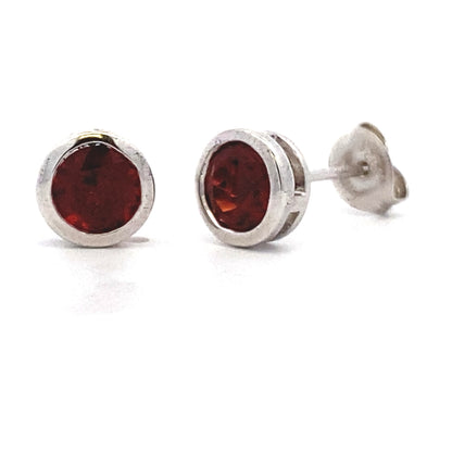 Natural 1.20ct Garnet Stud Earrings Sterling Silver Bids.com