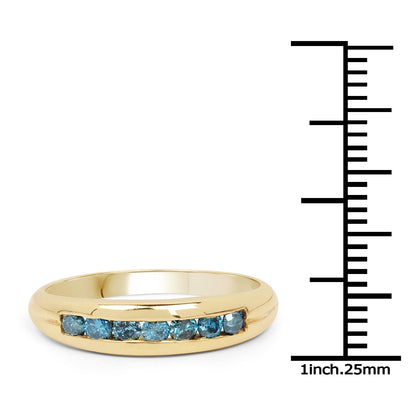 14K Yellow Gold Plated 0.35 Carat Genuine Blue Diamond .925 Sterling Silver Ring Bids.com
