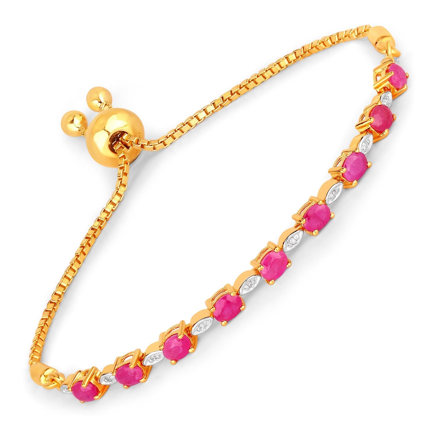 2.01 Carat Genuine Ruby and White Diamond .925 Sterling Silver Bracelet Bids.com