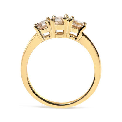 10K Yellow Gold 1.00 Cttw Champagne Diamond 3-Stone Band Ring (J-K Color, I1-I2 Clarity)  - Size 7 Bids.com