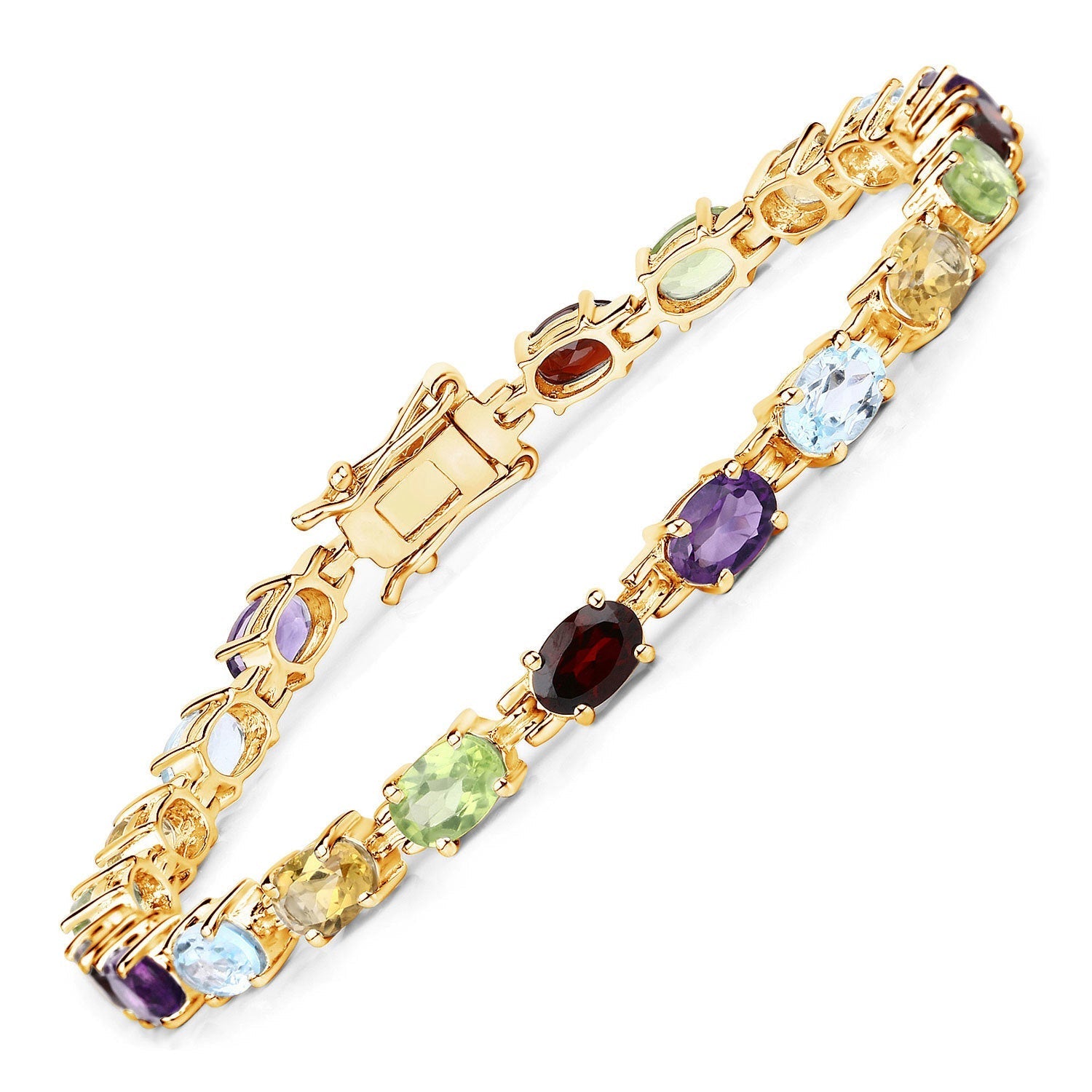 8.96 Carat Genuine Multi Stones .925 Sterling Silver Bracelet Bids.com