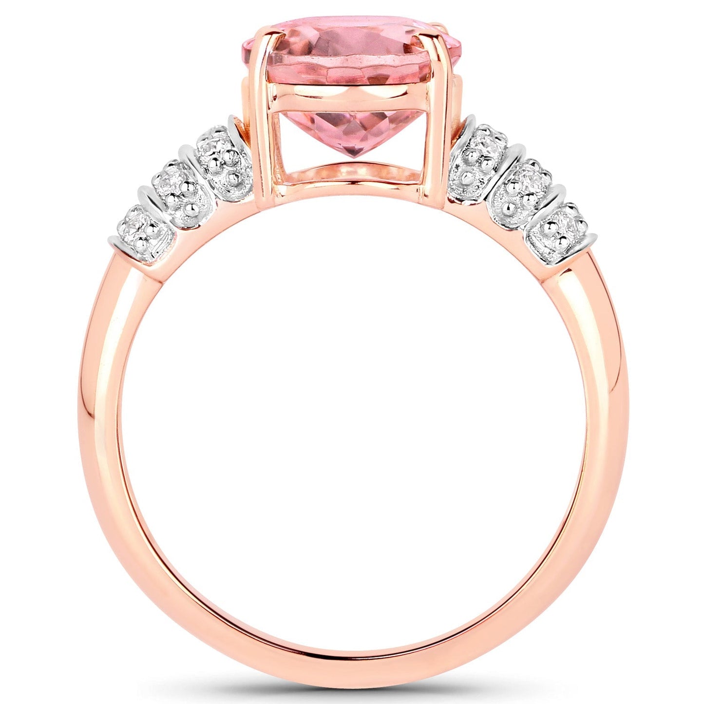 3.11 Carat Genuine Pink Tourmaline and White Diamond 14K Rose Gold Ring Bids.com
