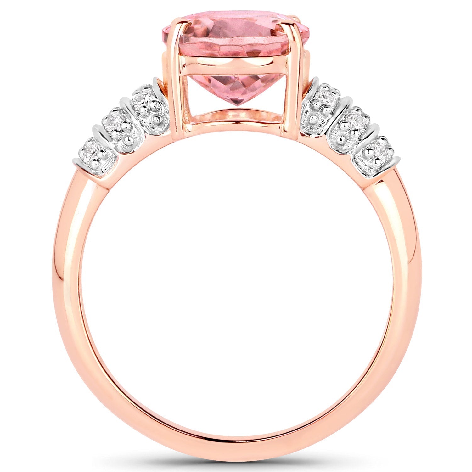 3.11 Carat Genuine Pink Tourmaline and White Diamond 14K Rose Gold Ring Bids.com