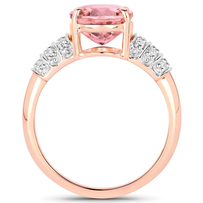 3.11 Carat Genuine Pink Tourmaline and White Diamond 14K Rose Gold Ring Bids.com
