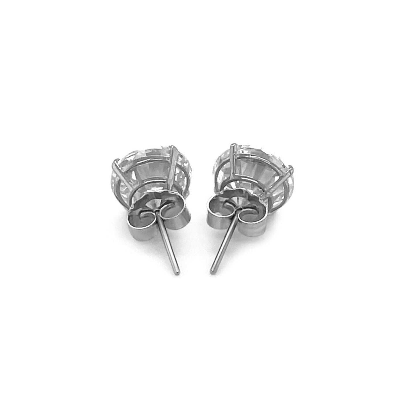 14k White Gold 8.0mm Round CZ Stud Earrings Bids.com