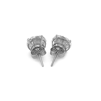14k White Gold 8.0mm Round CZ Stud Earrings Bids.com
