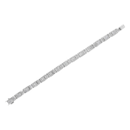 14K White Gold 5.0 Cttw Princess-Cut Diamond Rectangular Alternating Station 7" Tennis Bracelet (G-H Color, SI1-SI2 Clarity) Bids.com