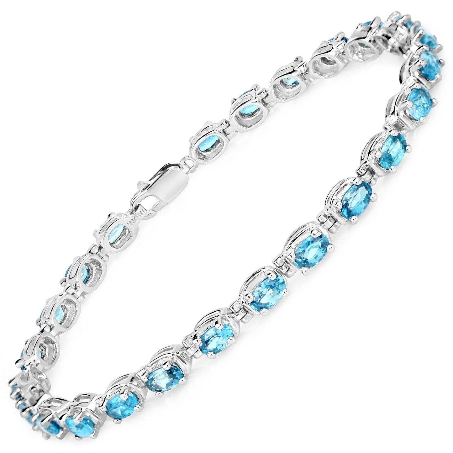7.92 Carat Genuine Blue Zircon .925 Sterling Silver Bracelet Bids.com