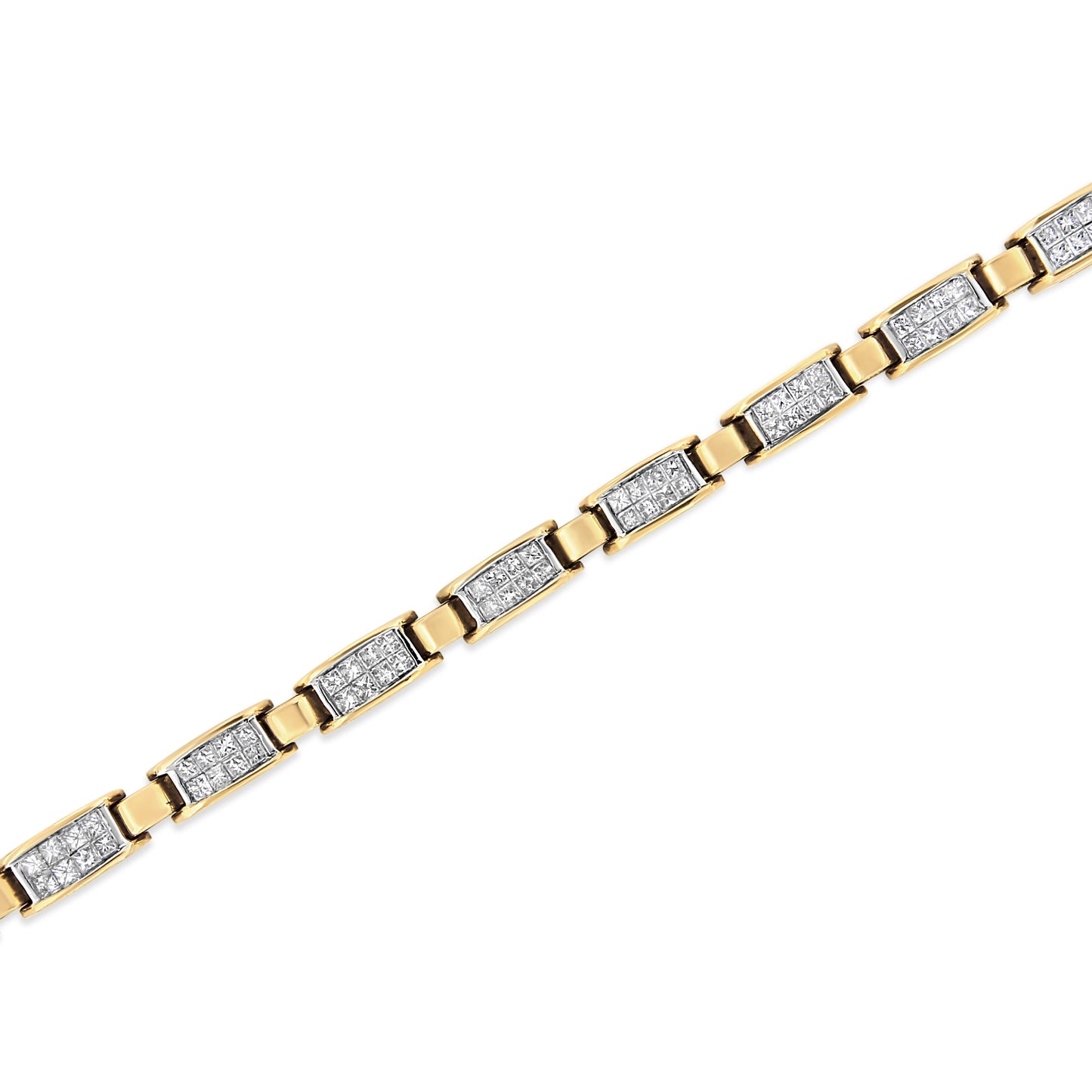14K Yellow Gold 2 1/2 Cttw Princess-Cut Diamond Link Tennis Bracelet (H-I Color, SI2-I1 Clarity) - 7.25" Bids.com