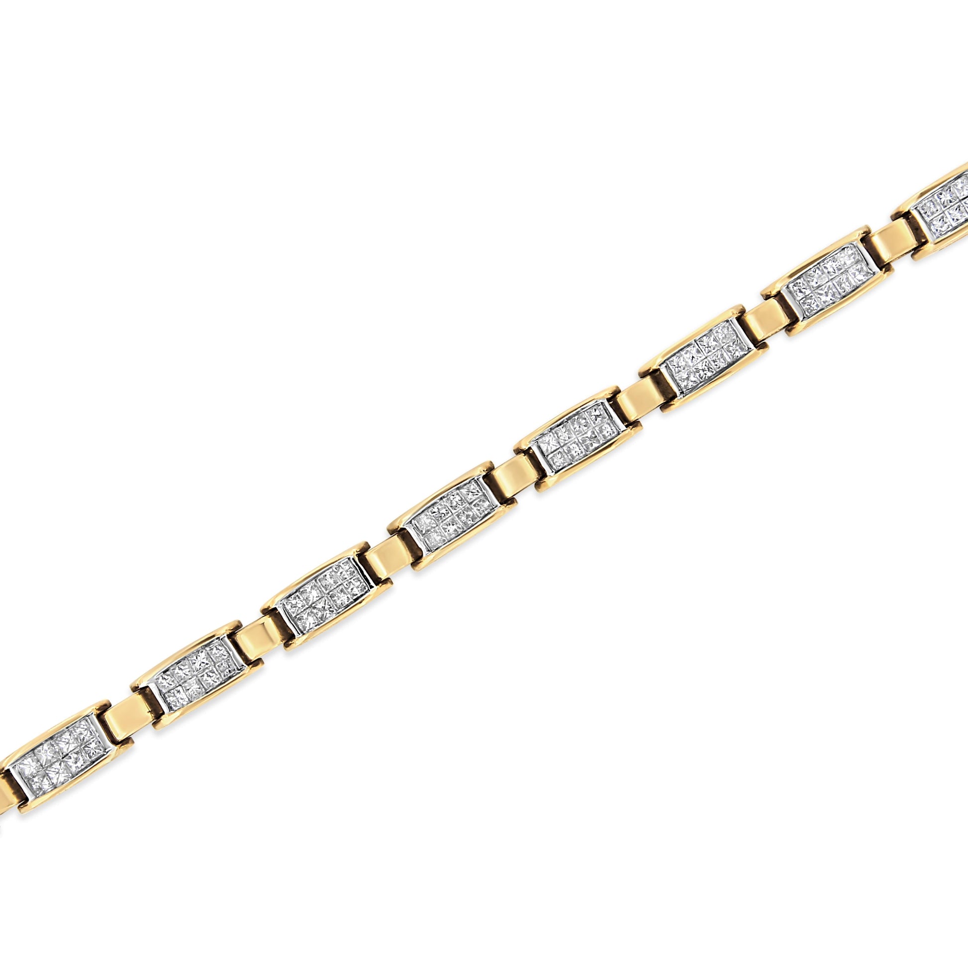 14K Yellow Gold 2 1/2 Cttw Princess-Cut Diamond Link Tennis Bracelet (H-I Color, SI2-I1 Clarity) - 7.25" Bids.com