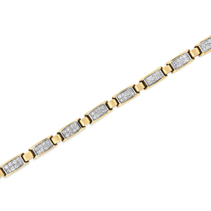 14K Yellow Gold 2 1/2 Cttw Princess-Cut Diamond Link Tennis Bracelet (H-I Color, SI2-I1 Clarity) - 7.25" Bids.com