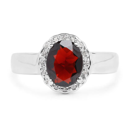 2.58 Carat Genuine  Garnet and White Topaz .925 Sterling Silver Ring Bids.com