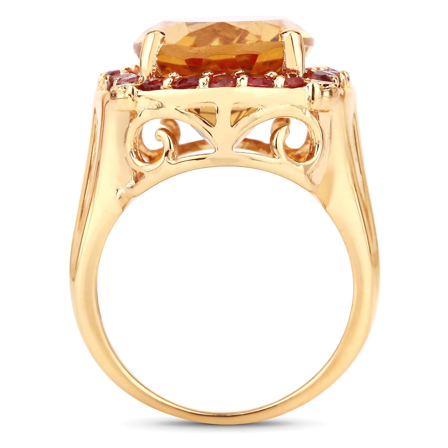 9.38 Carat Genuine Citrine and Orange Sapphire .925 Sterling Silver Ring Bids.com