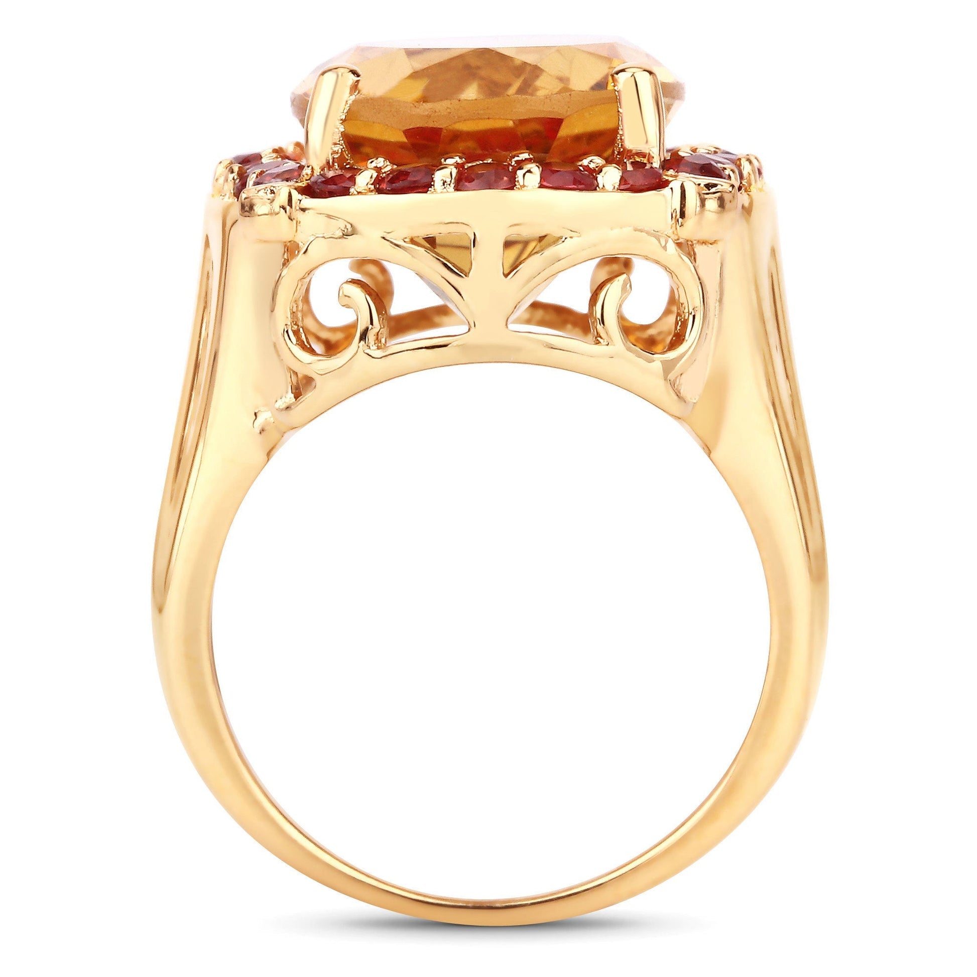9.38 Carat Genuine Citrine and Orange Sapphire .925 Sterling Silver Ring Bids.com