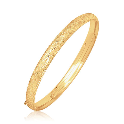 14k Yellow Gold Diamond Cut Design Dome Motif Children's Bangle Bids.com