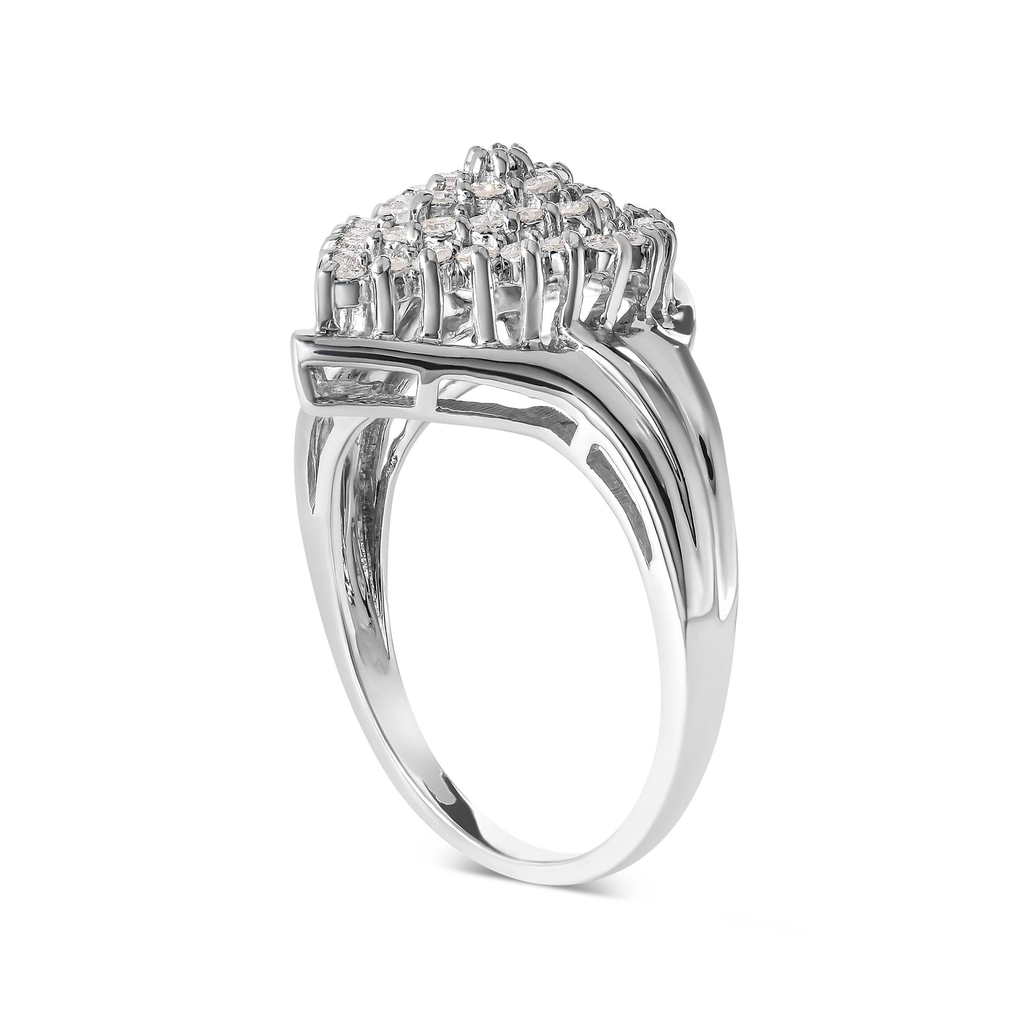 10K White Gold 1/2 Cttw Diamond Pear Shaped Cluster Ring (H-I Color, I1-I2 Clarity) - Ring Size 7 Bids.com