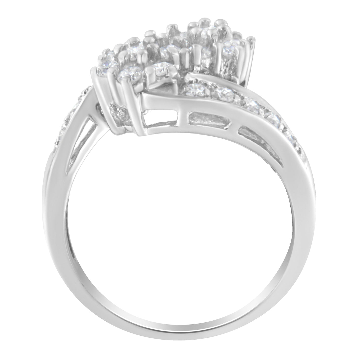 14KT White Gold Diamond Cluster Ring Band (7/8 cttw, H-I Color, I1-I2 Clarity) Bids.com