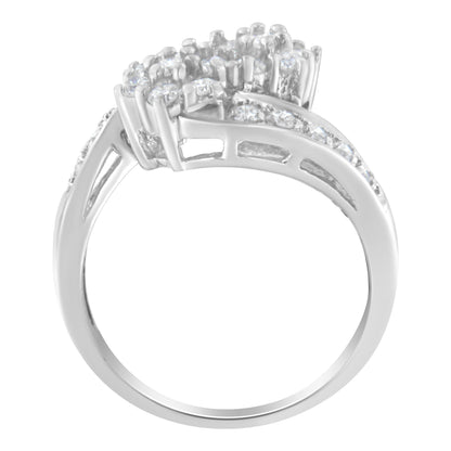 14KT White Gold Diamond Cluster Ring Band (7/8 cttw, H-I Color, I1-I2 Clarity) Bids.com