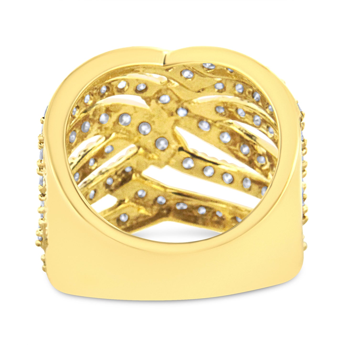 10K Yellow Gold 3.00 Cttw Diamond Multi Row Bypass Wave Cocktail Band Ring (J-K Color, I1-I2 Clarity) - Size 7 Bids.com