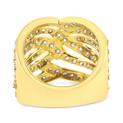 10K Yellow Gold 3.00 Cttw Diamond Multi Row Bypass Wave Cocktail Band Ring (J-K Color, I1-I2 Clarity) - Size 7 Bids.com