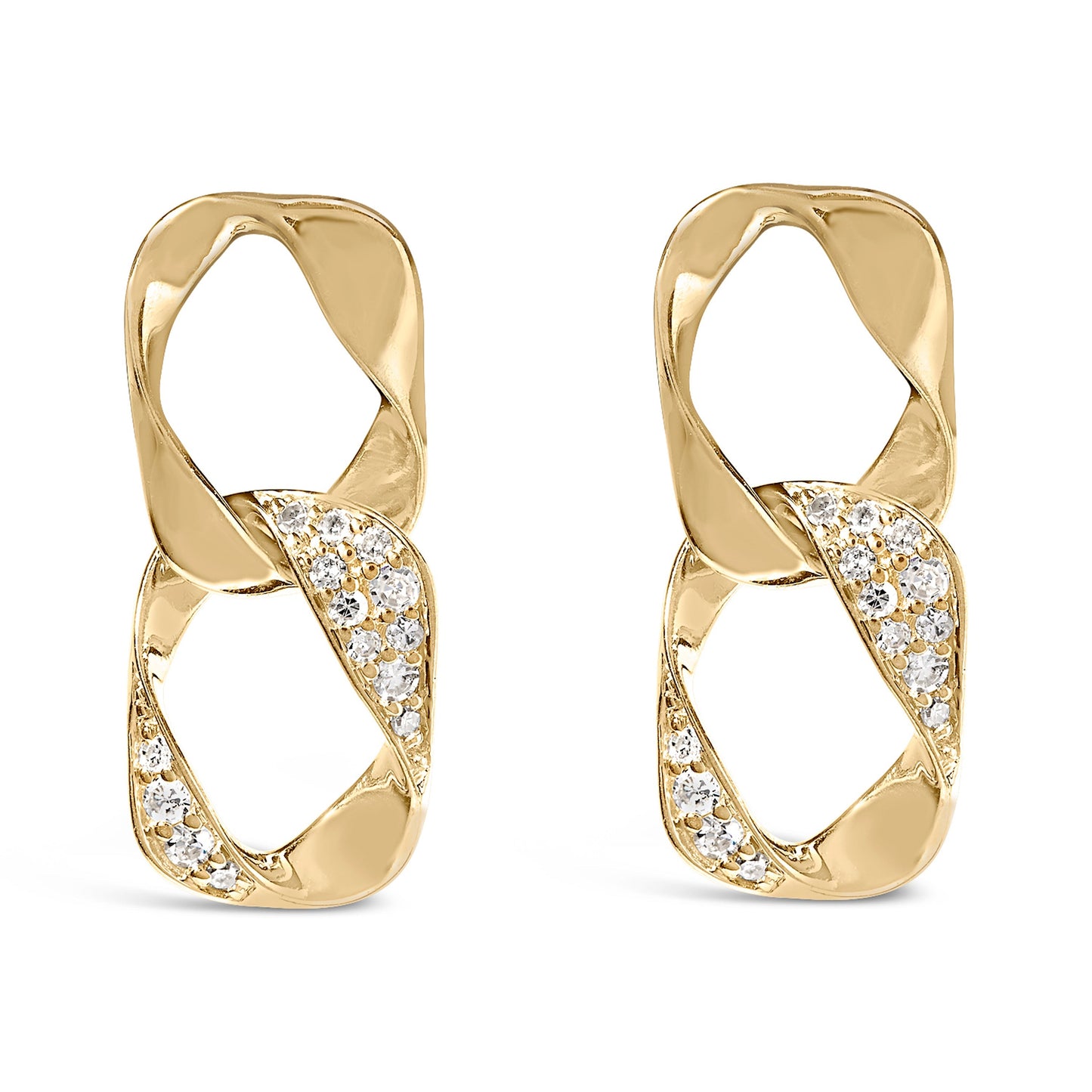 14K Yellow Gold Plated .925 Sterling Silver Open Link 1/5 Cttw Diamond Drop Earrings (H-I Color, I1-I2 Clarity) Bids.com