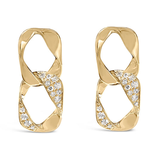 14K Yellow Gold Plated .925 Sterling Silver Open Link 1/5 Cttw Diamond Drop Earrings (H-I Color, I1-I2 Clarity) Bids.com