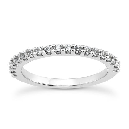 14k White Gold Shared Prong Diamond Wedding Ring Band with U Settings Bids.com