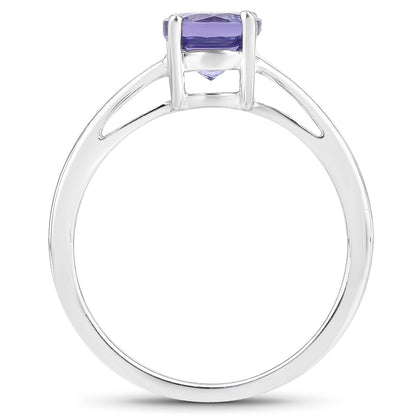 0.95 Carat Genuine Tanzanite .925 Sterling Silver Ring Bids.com