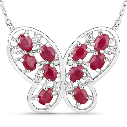 2.36 Carat Genuine Ruby and White Zircon .925 Sterling Silver Necklace Bids.com