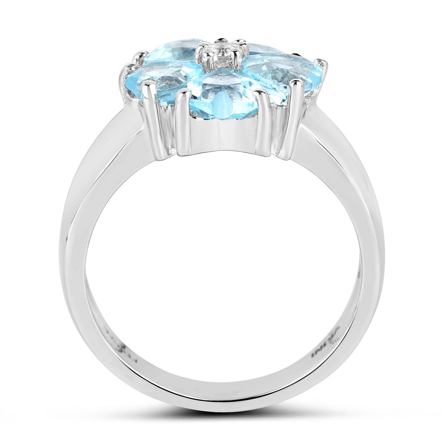 2.58 Carat Genuine Blue Topaz and White Topaz .925 Sterling Silver Ring Bids.com