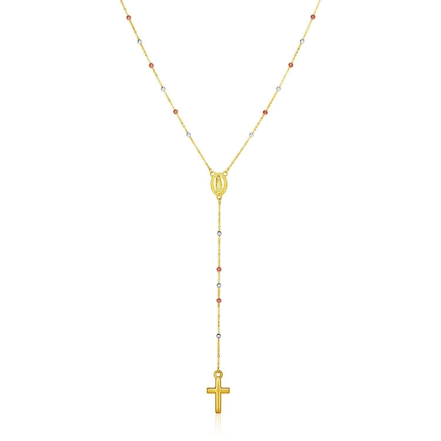 14k Tri Color Gold Lariat Rosary Necklace Bids.com