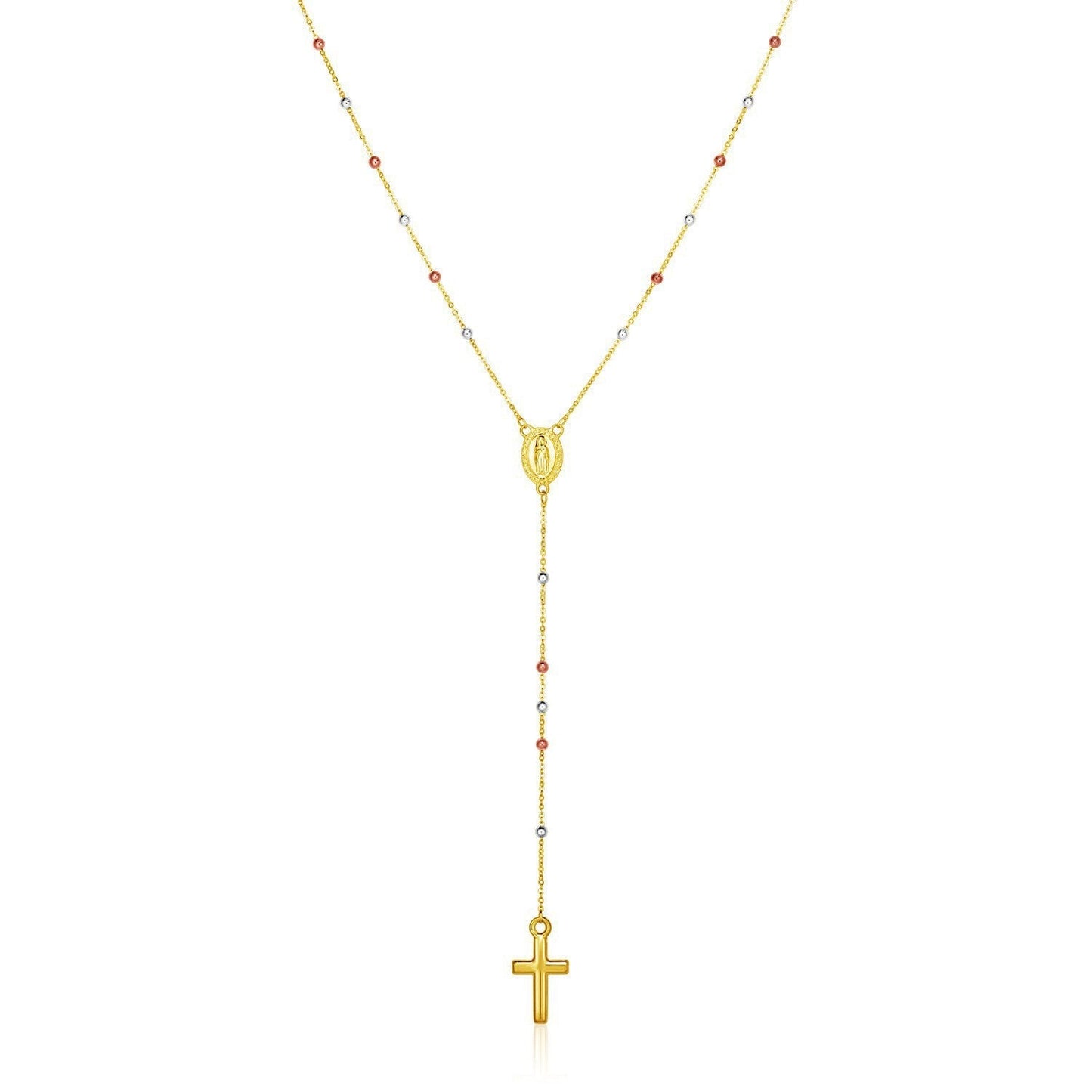 14k Tri Color Gold Lariat Rosary Necklace Bids.com