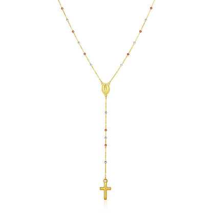 14k Tri Color Gold Lariat Rosary Necklace Bids.com