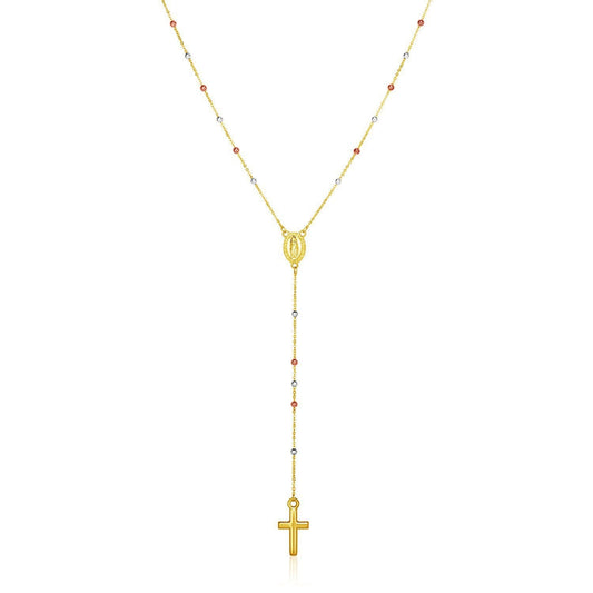 14k Tri Color Gold Lariat Rosary Necklace Bids.com
