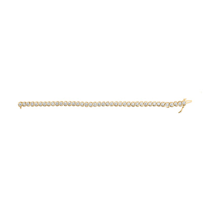 10K Yellow Gold 3 cttw Round-Cut Diamond Spiral Link 7.50" Bracelet (I-J Color, I1-I2 Clarity) Bids.com