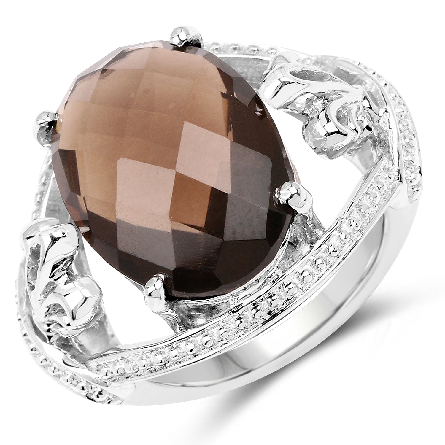 10.50 Carat Genuine Smoky Quartz .925 Sterling Silver Ring Bids.com