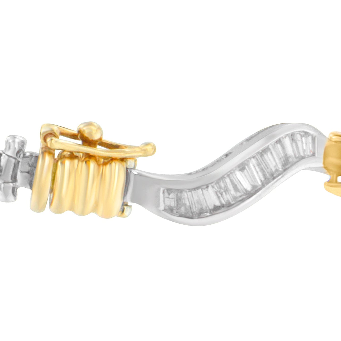 Original Classics 10K Two-Tone Gold Baguette Cut Diamond Spiral Bracelet (2.00 cttw, H-I Color, I1-I2 Clarity) Bids.com