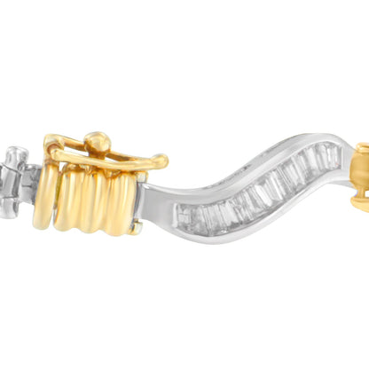 Original Classics 10K Two-Tone Gold Baguette Cut Diamond Spiral Bracelet (2.00 cttw, H-I Color, I1-I2 Clarity) Bids.com