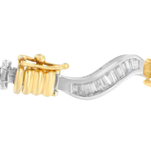Original Classics 10K Two-Tone Gold Baguette Cut Diamond Spiral Bracelet (2.00 cttw, H-I Color, I1-I2 Clarity) Bids.com