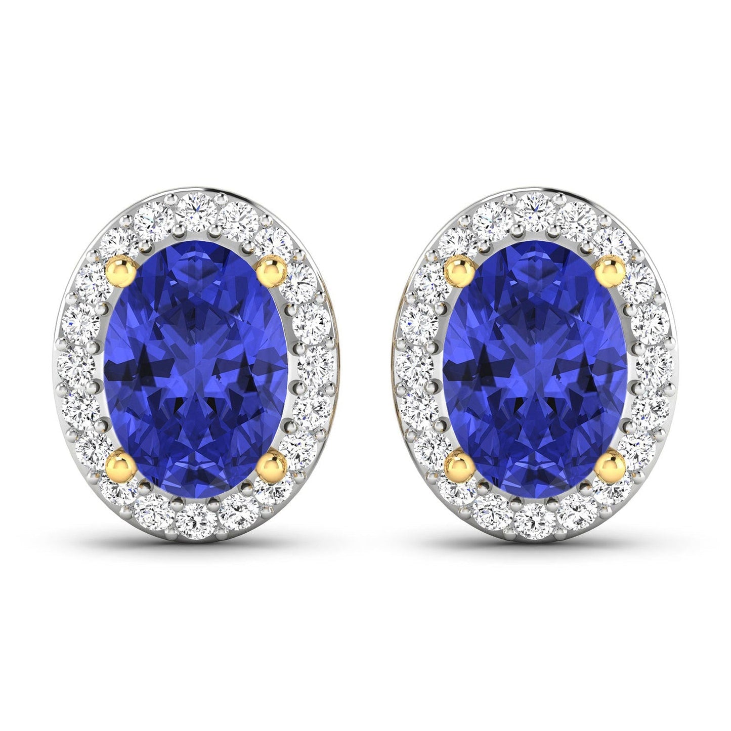 1.50 Carat Genuine Tanzanite and White Diamond 14K Yellow Gold Earrings Bids.com