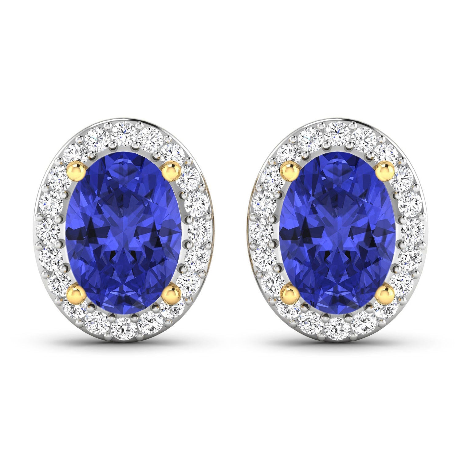 1.50 Carat Genuine Tanzanite and White Diamond 14K Yellow Gold Earrings Bids.com