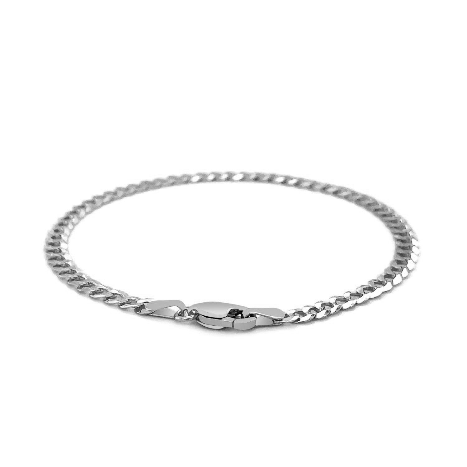 3.6mm 14k White Gold Solid Curb Bracelet Bids.com